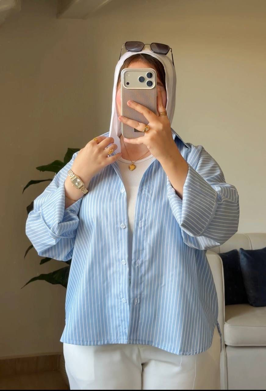 Stripped shirt كم مقلوب