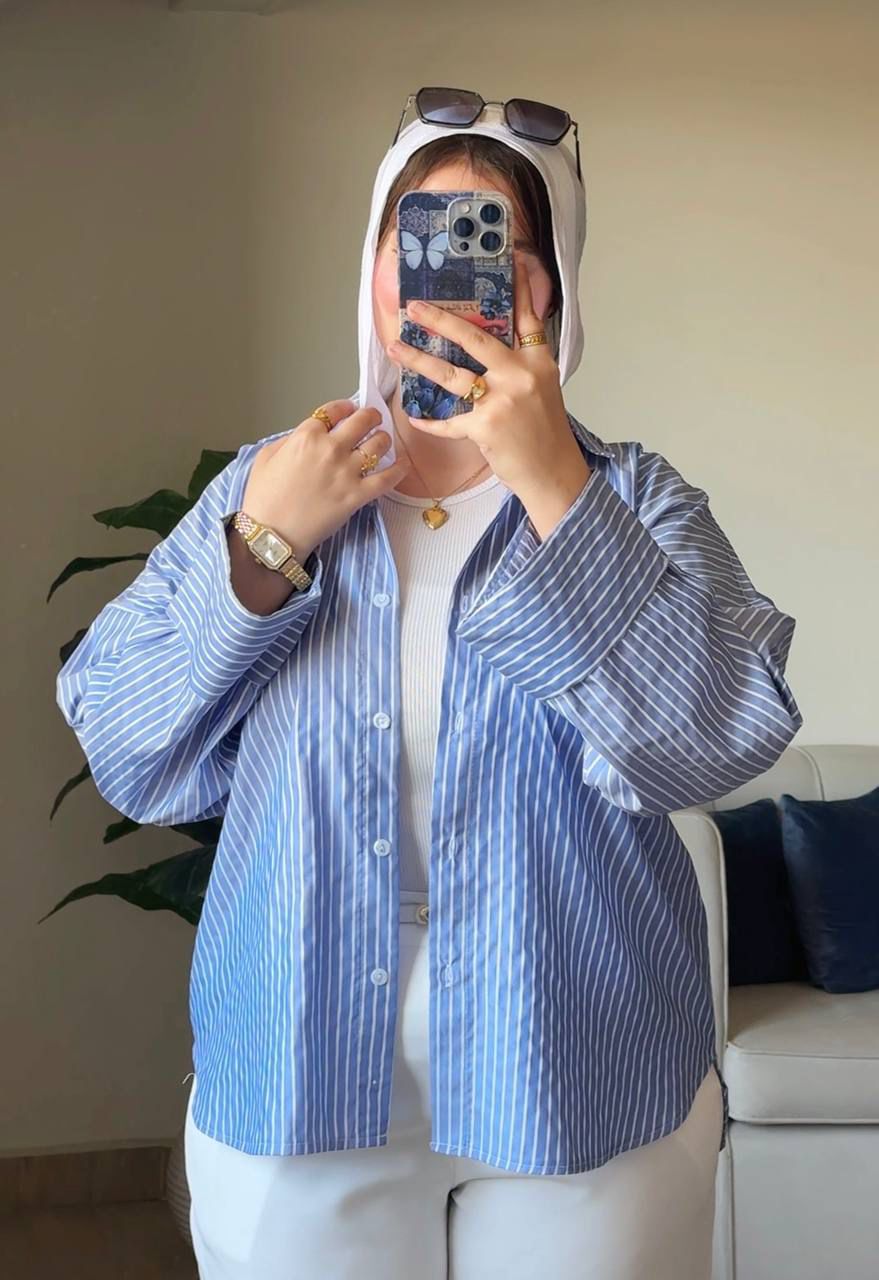 Stripped shirt كم مقلوب